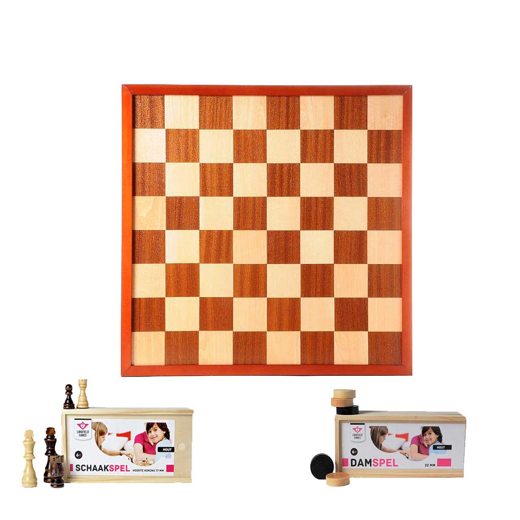 Semi Pro schaakbord inclusief schaakstukken en damstenen