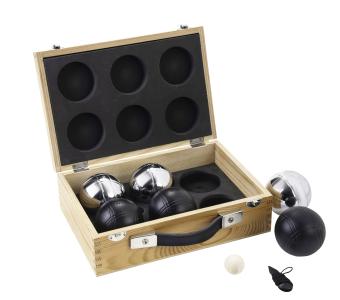Jeu de Boule 6 bals zwart/zilver in kist