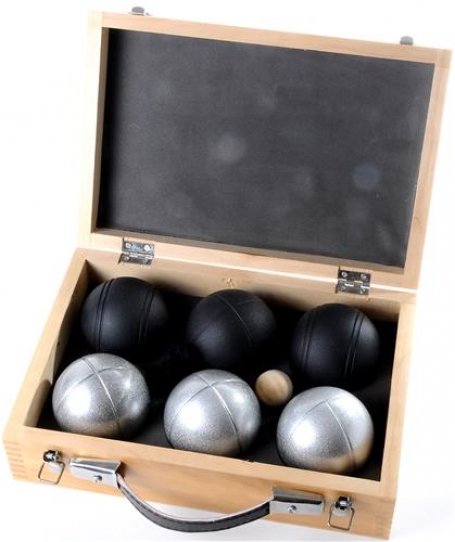 Jeu de Boule 6 ballen in een kist zwart/zilver