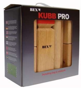 Kubb Pro Original rubberhout in colourbox