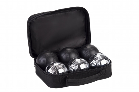 Jeu de Boule 6 bals in tas zwart/grijs