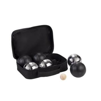 Jeu de Boule 6 bals in tas zwart/zilver